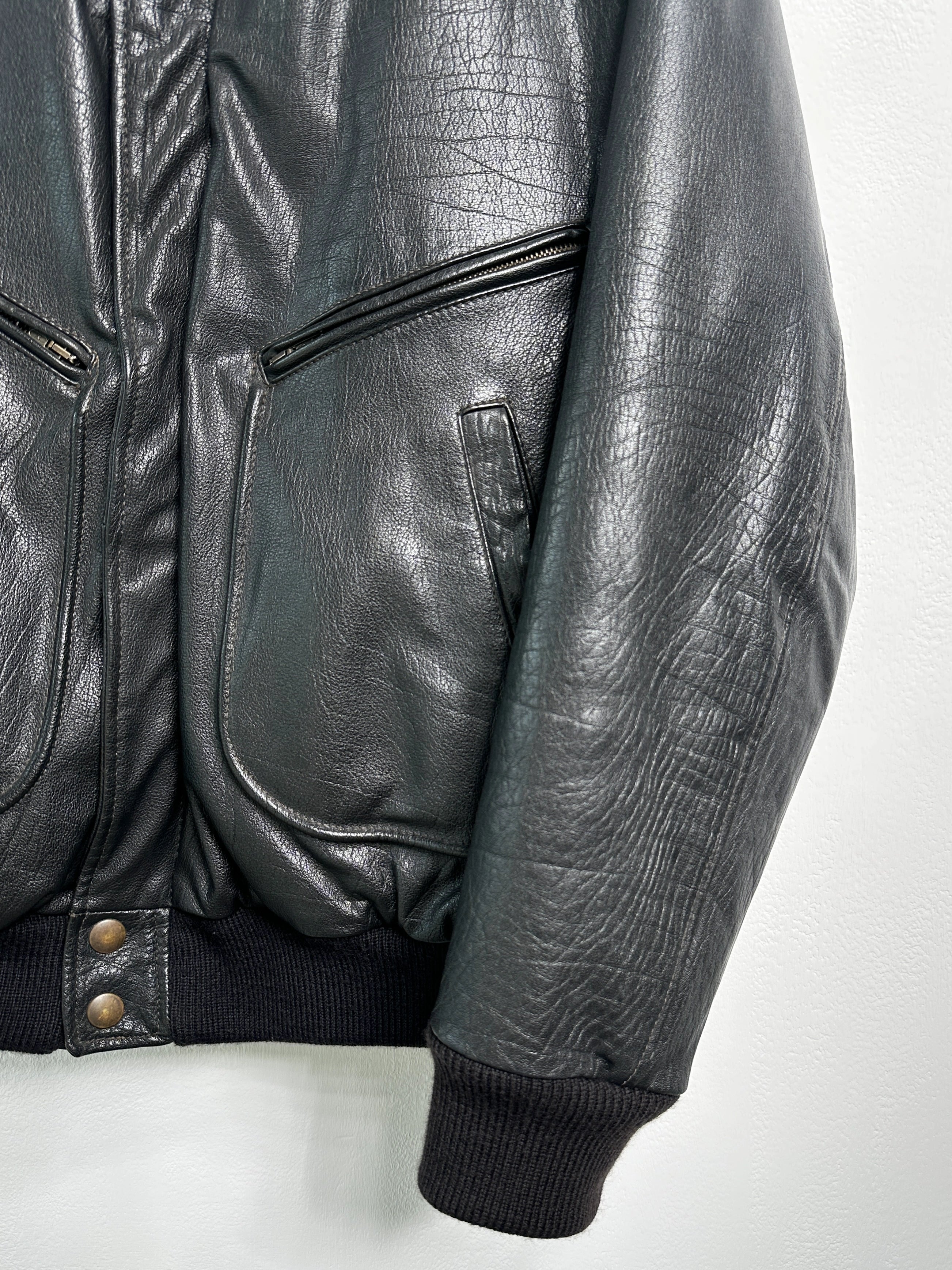 EMPORIO ARMANI - 1980s LEATHER BOMBER JACKET