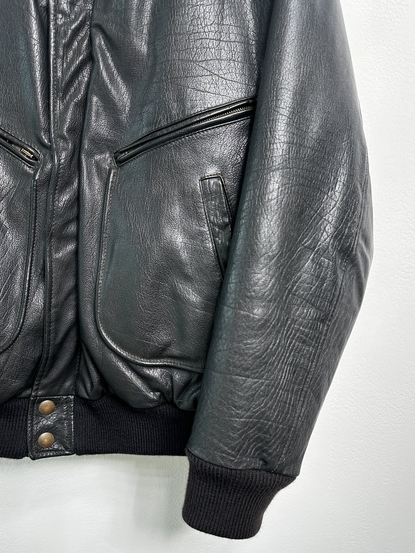 EMPORIO ARMANI - 1980s LEATHER BOMBER JACKET