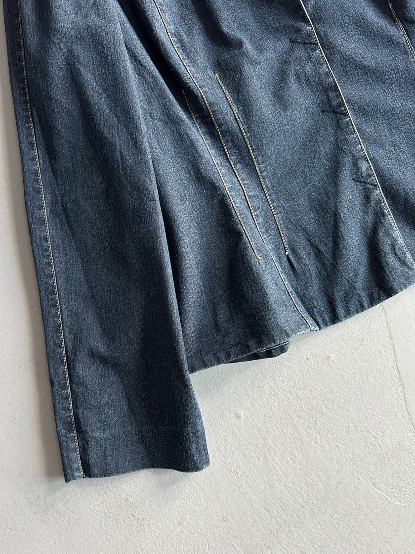 KENZO - 1980s DENIM BLAZER WITH CONTRASTING STITCHING
