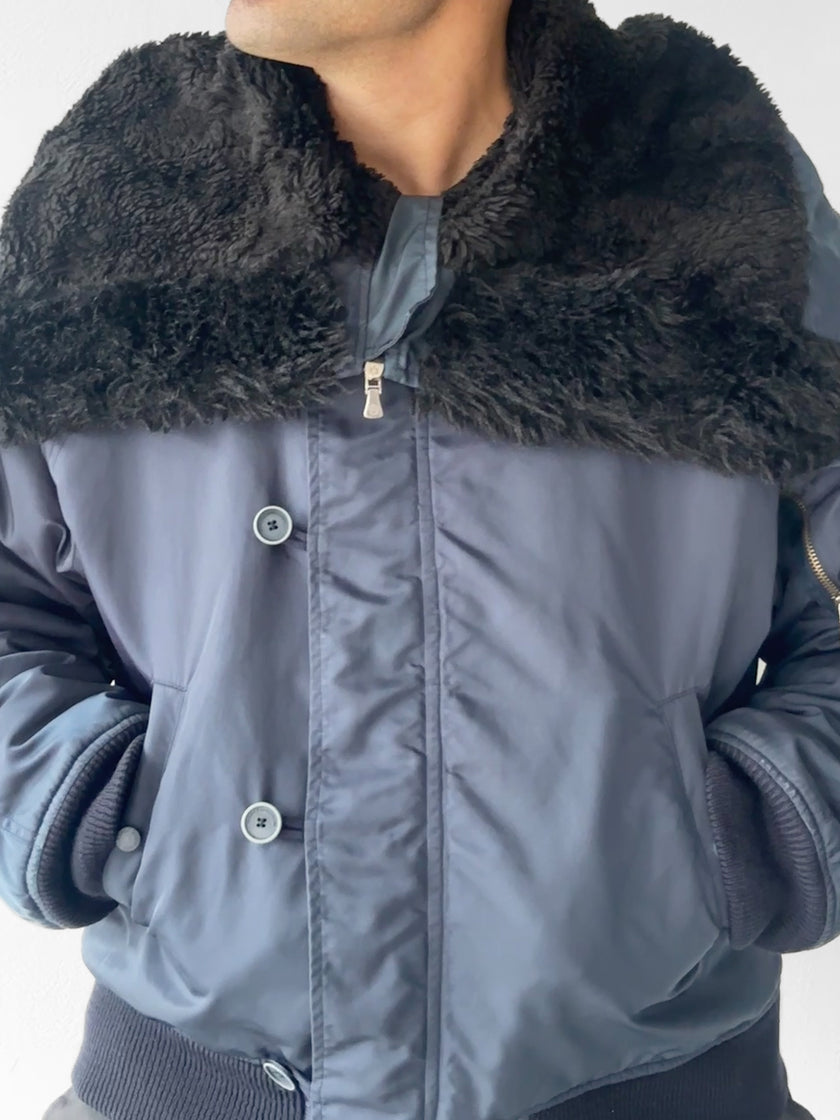 VERSACE - F/W 2003 NYLON BOMBER JACKET WITH OVERSIZED HOOD