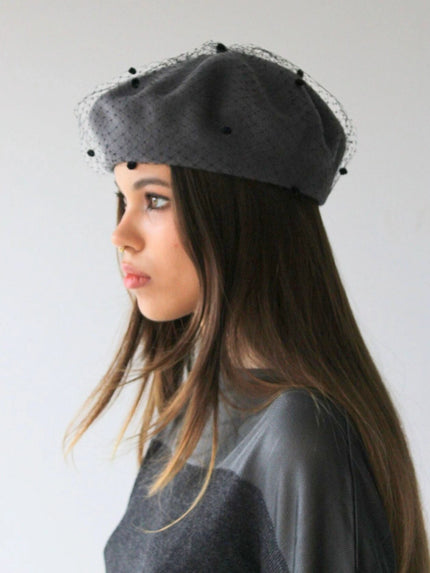 EMPORIO ARMANI - 2000s BERET WITH DOT VEIL NETTING