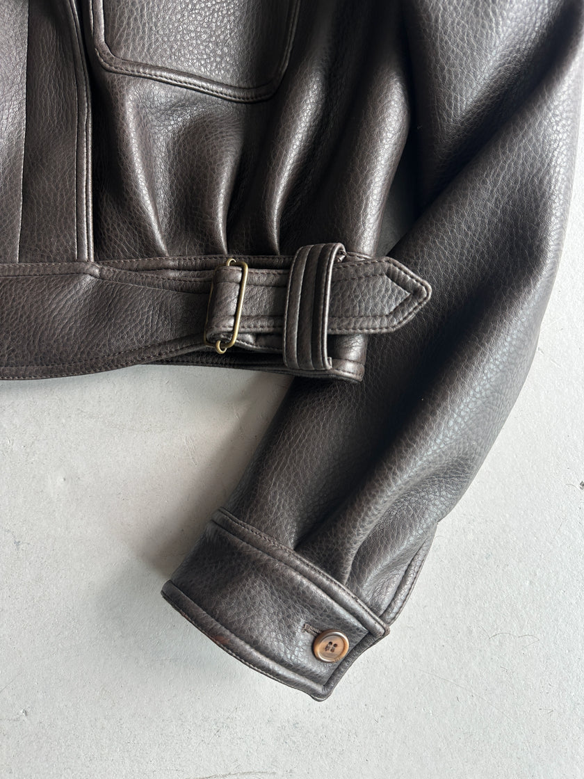 EMPORIO ARMANI - 1980s FAUX LEATHER CROPPED JACKET