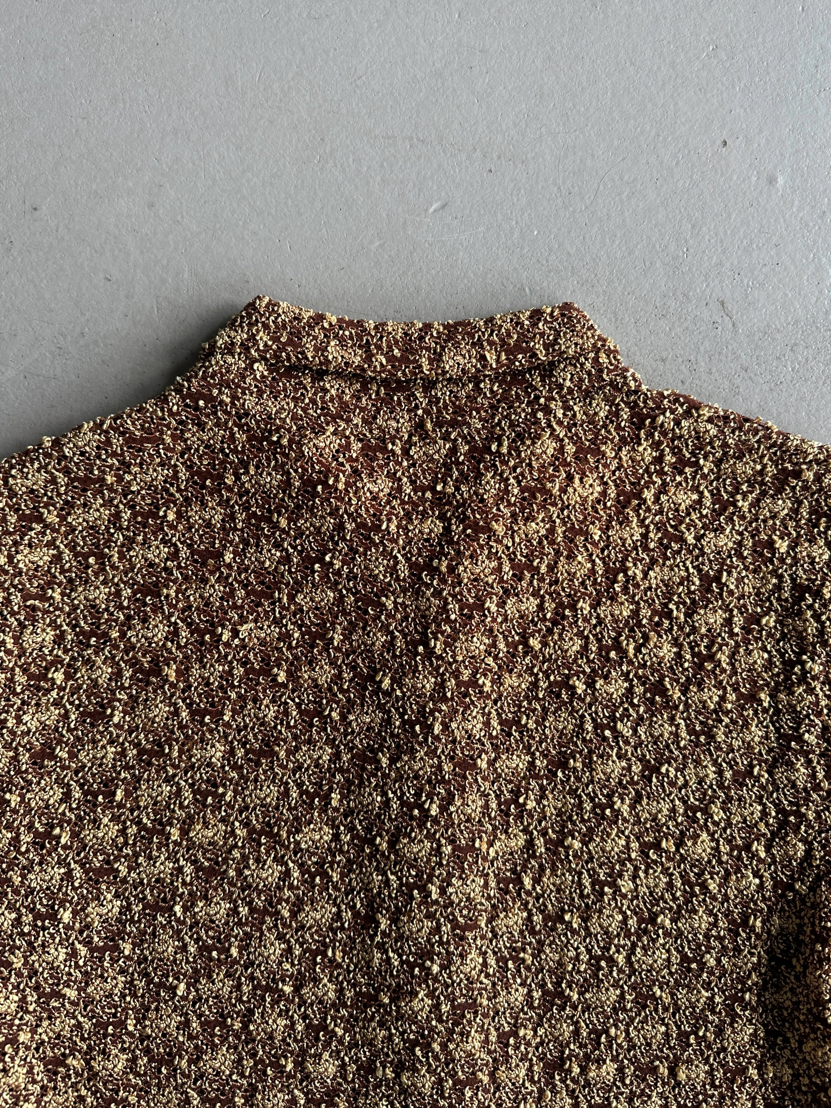 1970s CROP FIT BUTTONED SHORT SLEEVE KNIT TOP
