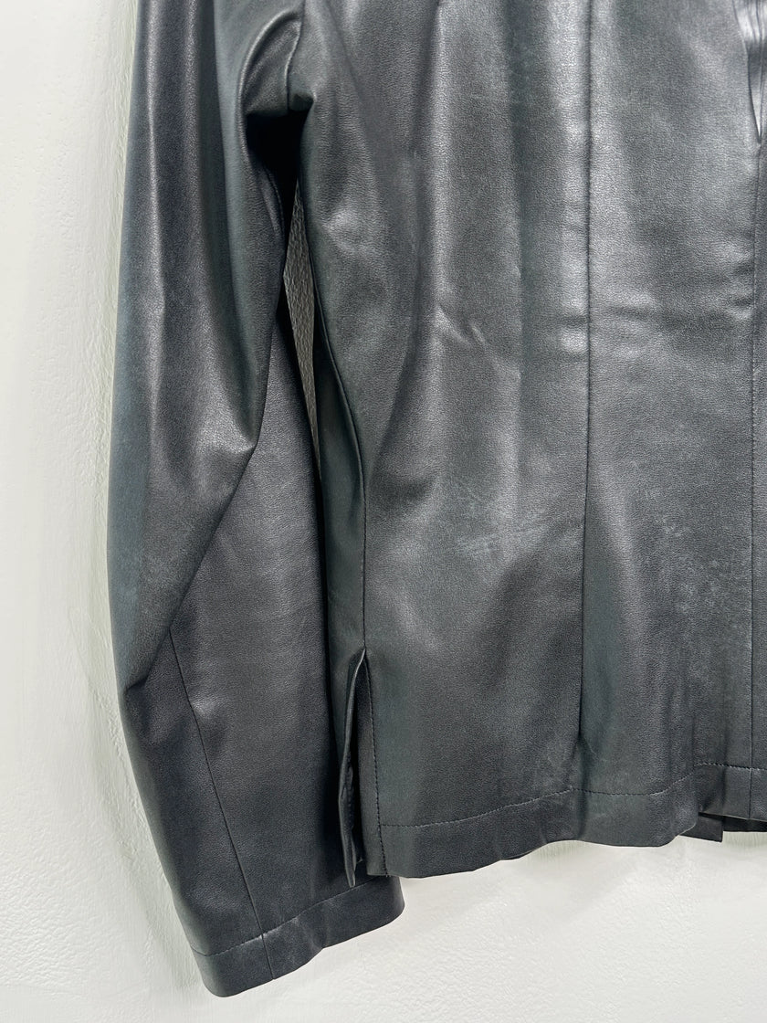 ISSEY MIYAKE - S/S 2006 FAUX LEATHER JACKET WITH SCULPTURAL NECK