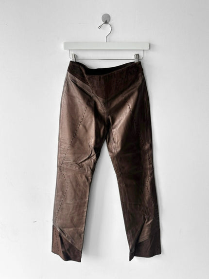 GIANFRANCO FERRÉ - early 2000s METALLIC LEATHER AND SUEDE TROUSERS