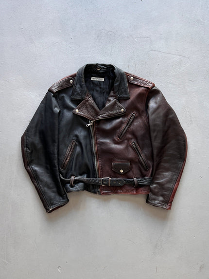 EMPORIO ARMANI – 1980s TWO-TONE LEATHER BIKER JACKET