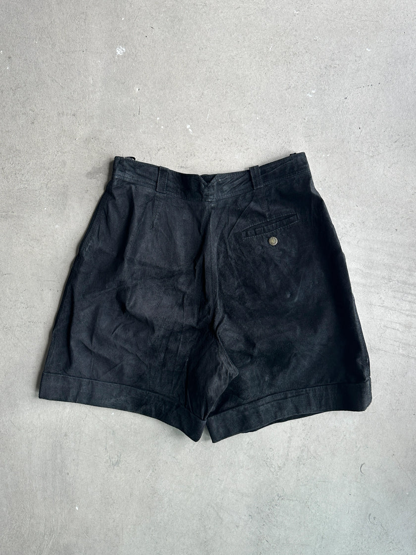 1990s PLEATED LEATHER BERMUDA SHORTS