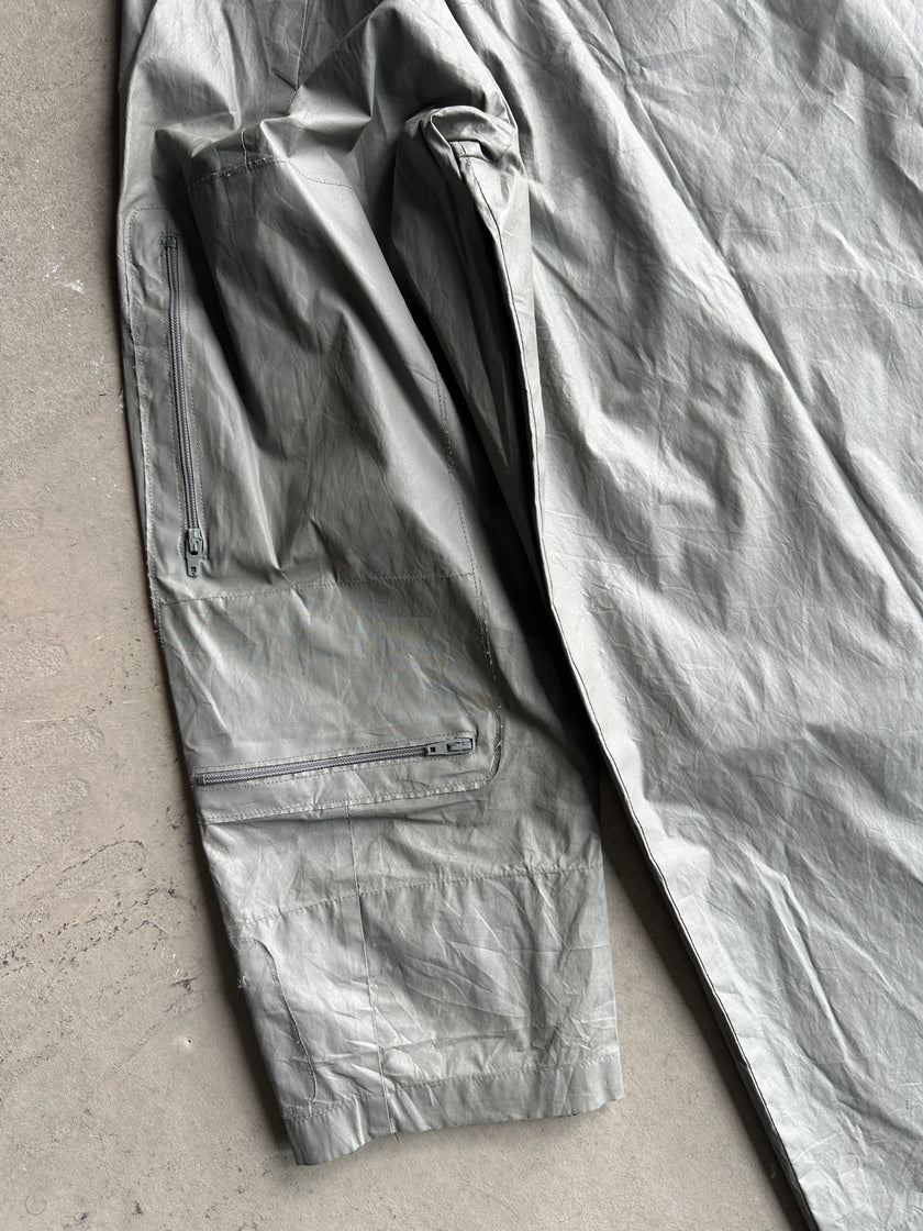 MIU MIU -  S/S 1999 METALLIC SILVER STRAIGHT FIT WAXED JACKET