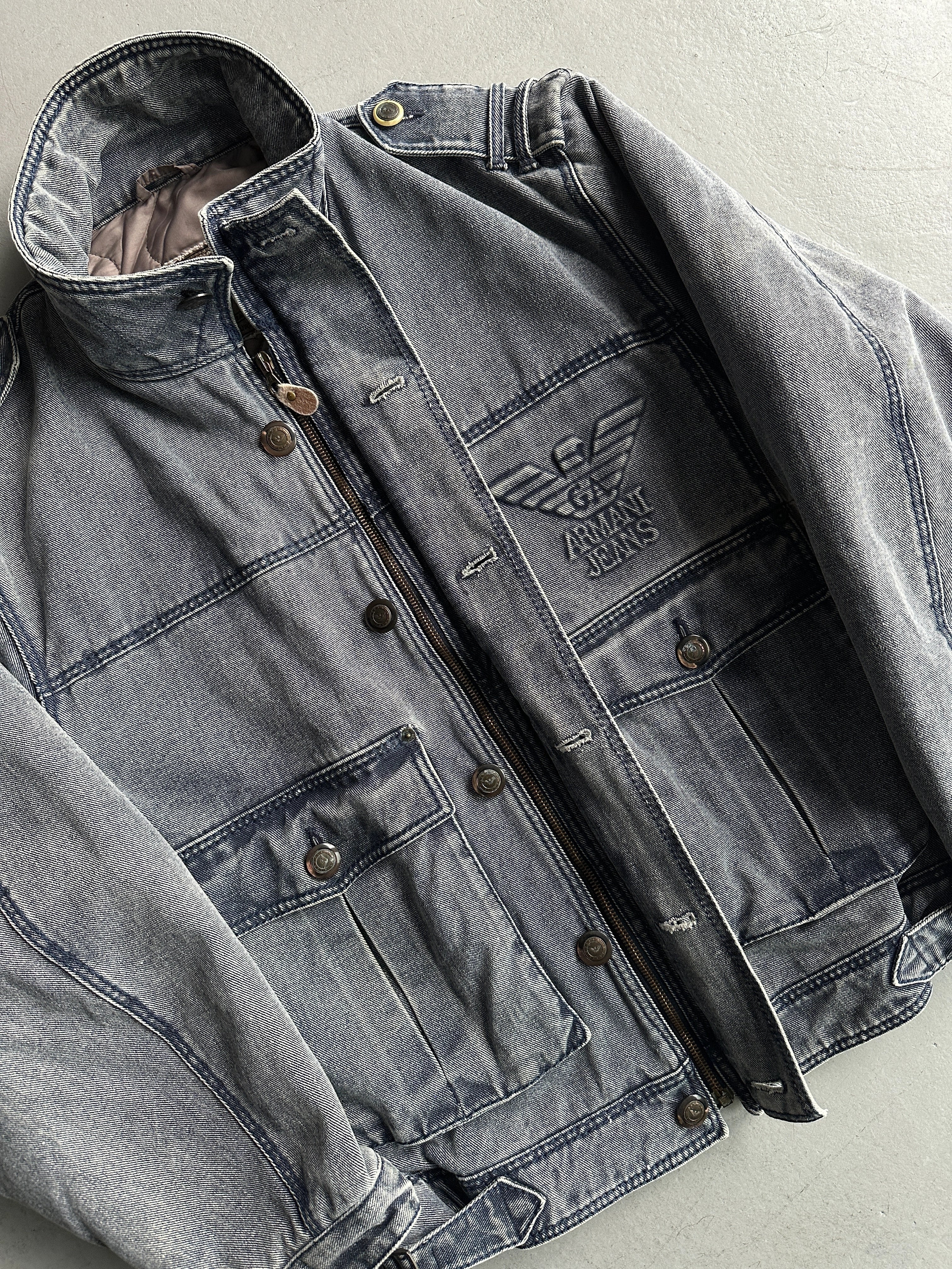 ARMANI JEANS - early 1990s WOOL LINING DENIM BOMBER JACKET