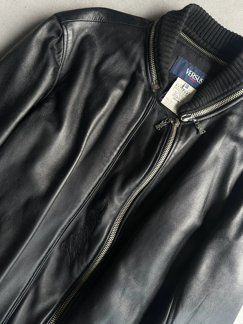VERSUS VERSACE - early 2000s REMOVABLE COLLAR LEATHER JACKET
