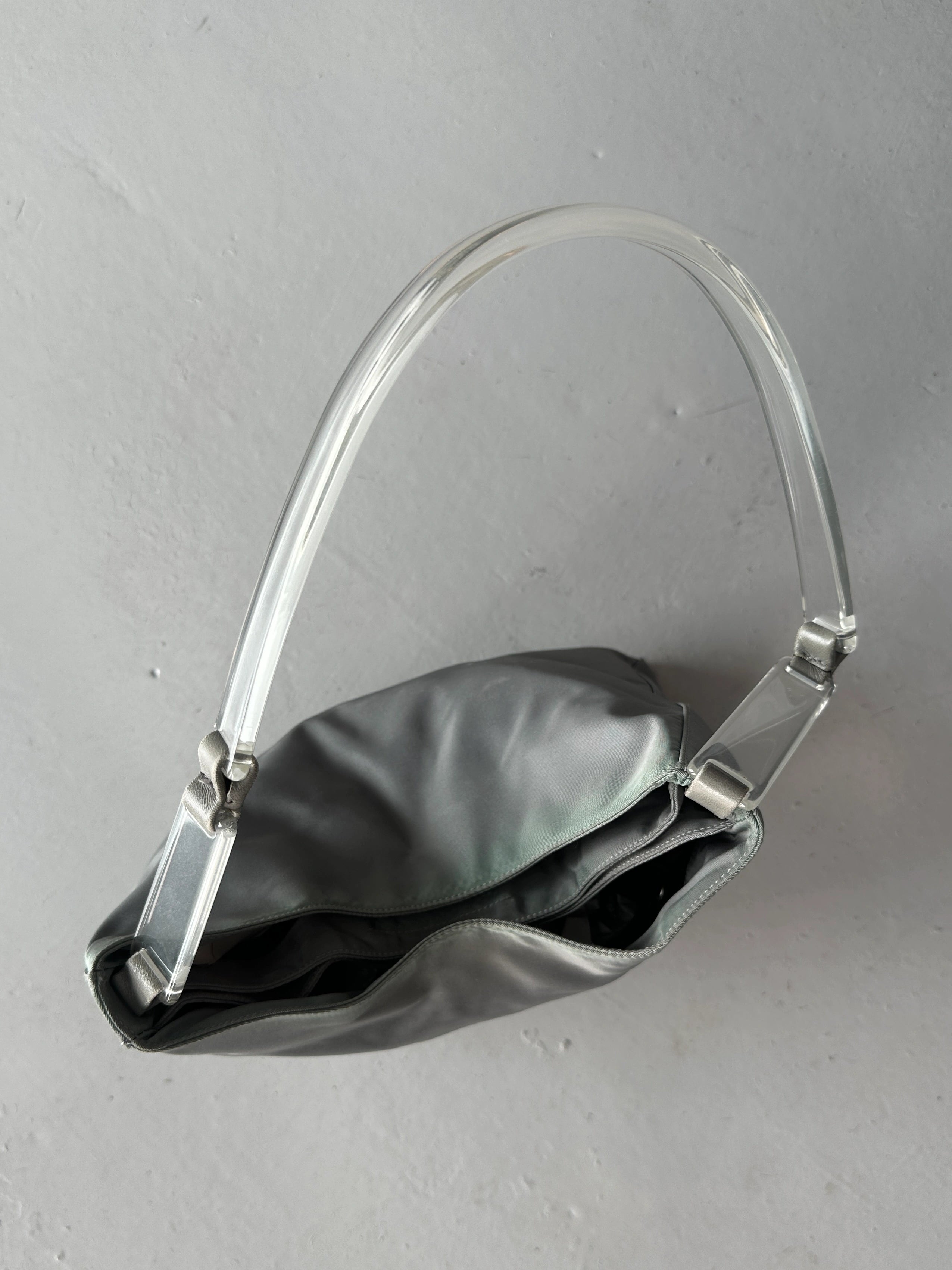 PRADA - S/S 1998 PLEXI HANDLE NYLON SHOULDER BAG