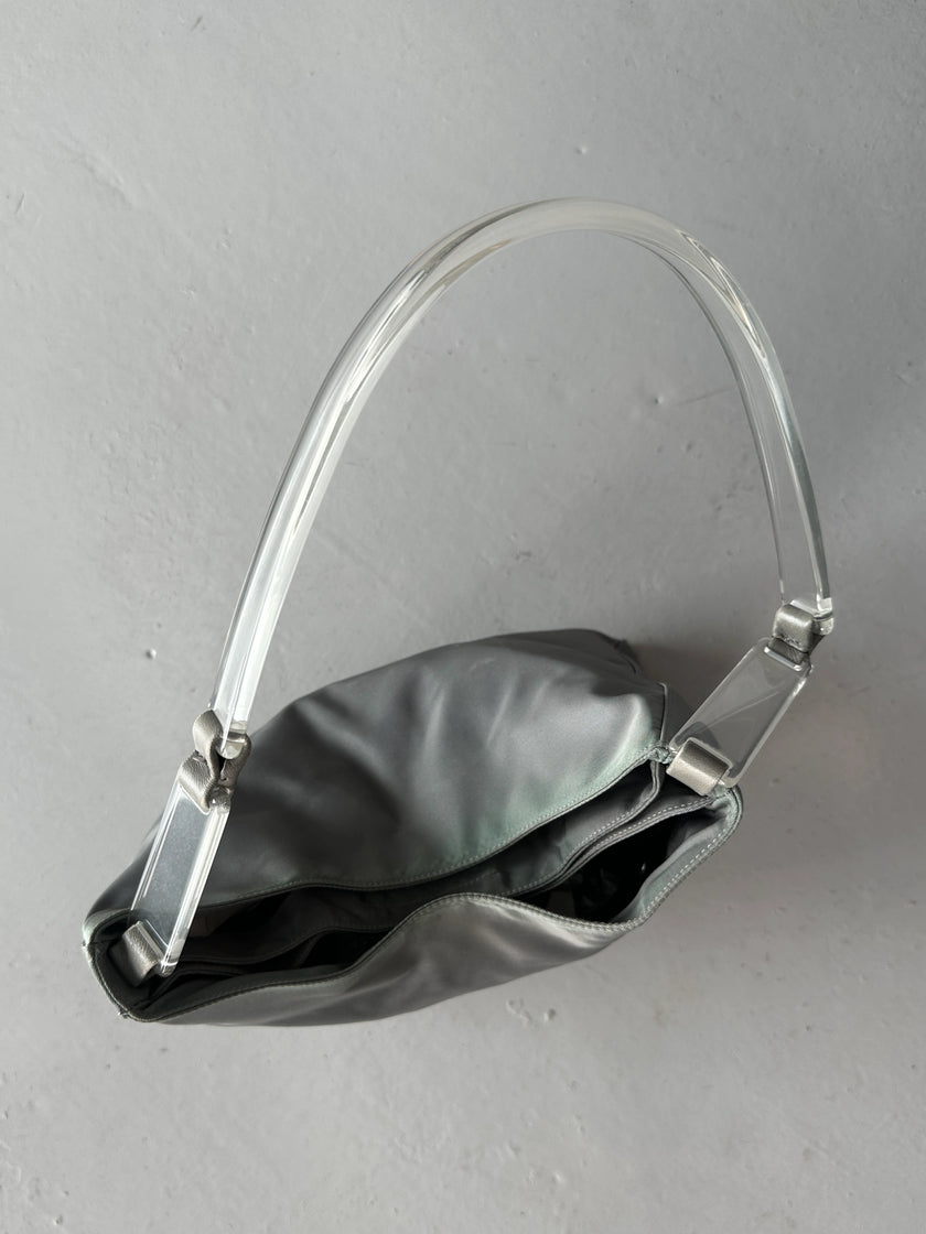 PRADA - S/S 1998 PLEXI HANDLE NYLON SHOULDER BAG