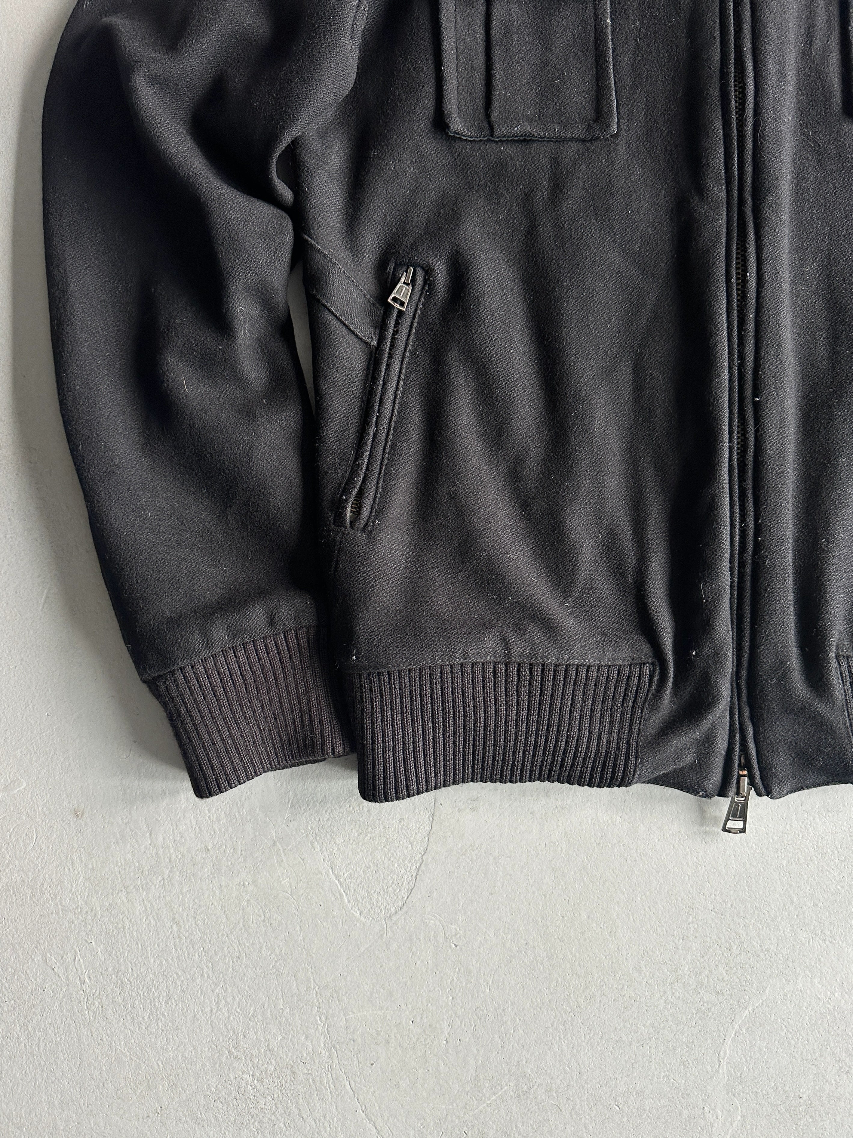 ANDREW MACKENZIE - F/W 2004 WOOL BOMBER JACKET WITH ZIP DETAILS