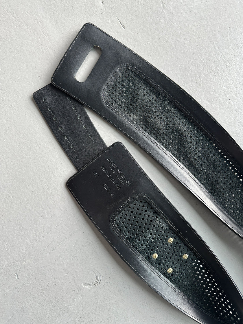 EMPORIO ARMANI - 1990s WIDE WAIST LEATHER BELT