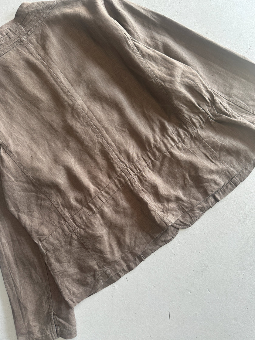 PLANTATION ISSEY MIYAKE - 1990s FLARED HEM LINEN BLOUSE