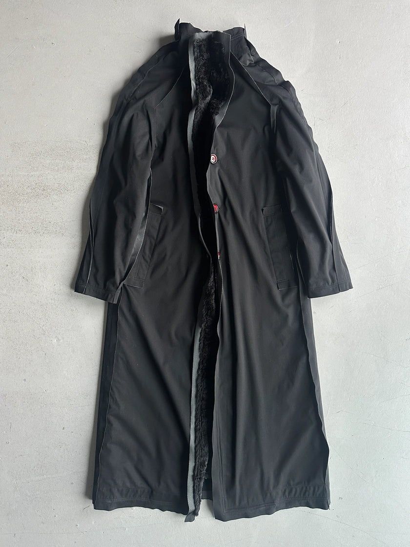 ARRSTON VOLAJU BY KOHSHIN SATOH - 1990s LONG TECHNICAL JACKET WITH FAUX FUR TRIM