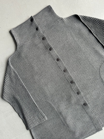 ISSEY MIYAKE - 2000s FUNNEL NECK PLEATED CARDIGAN