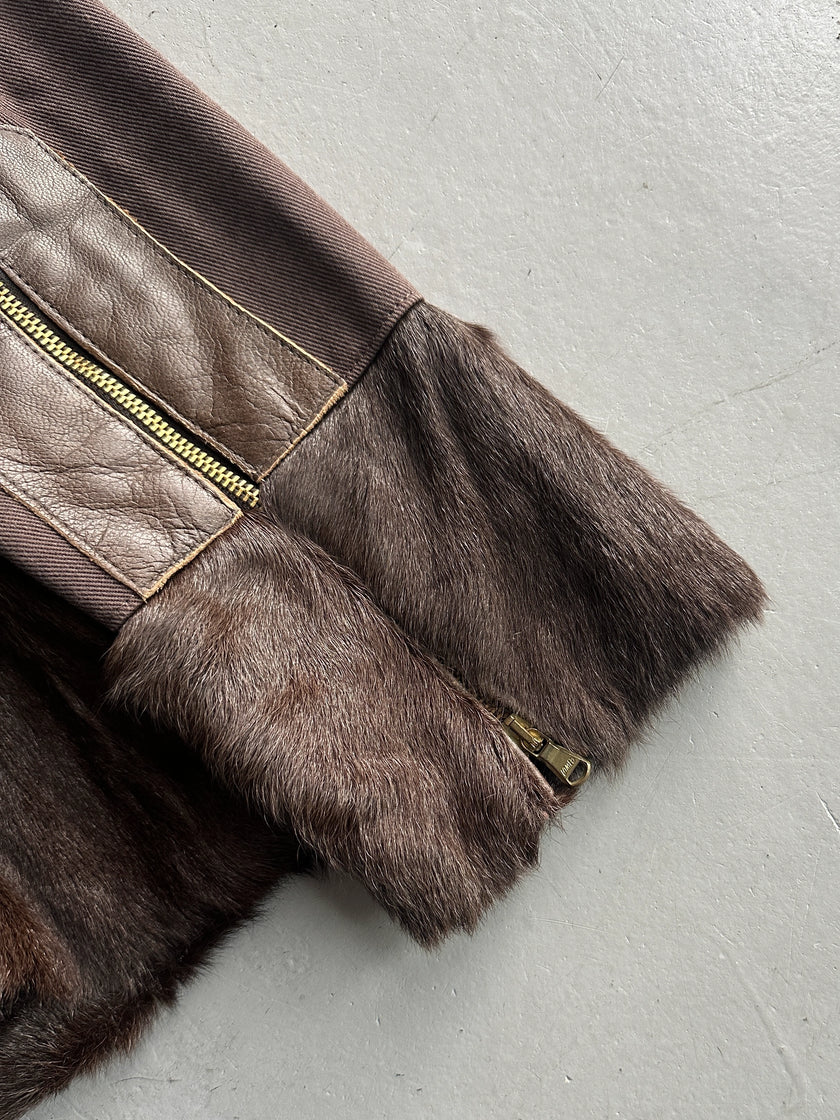 ICEBERG - early 2000s BELTED JACKET WITH FUR COLLAR AND CUFFS