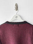ARMANI JEANS - late 1990s TWO TONE MIXED KNIT V NECK JUMPER