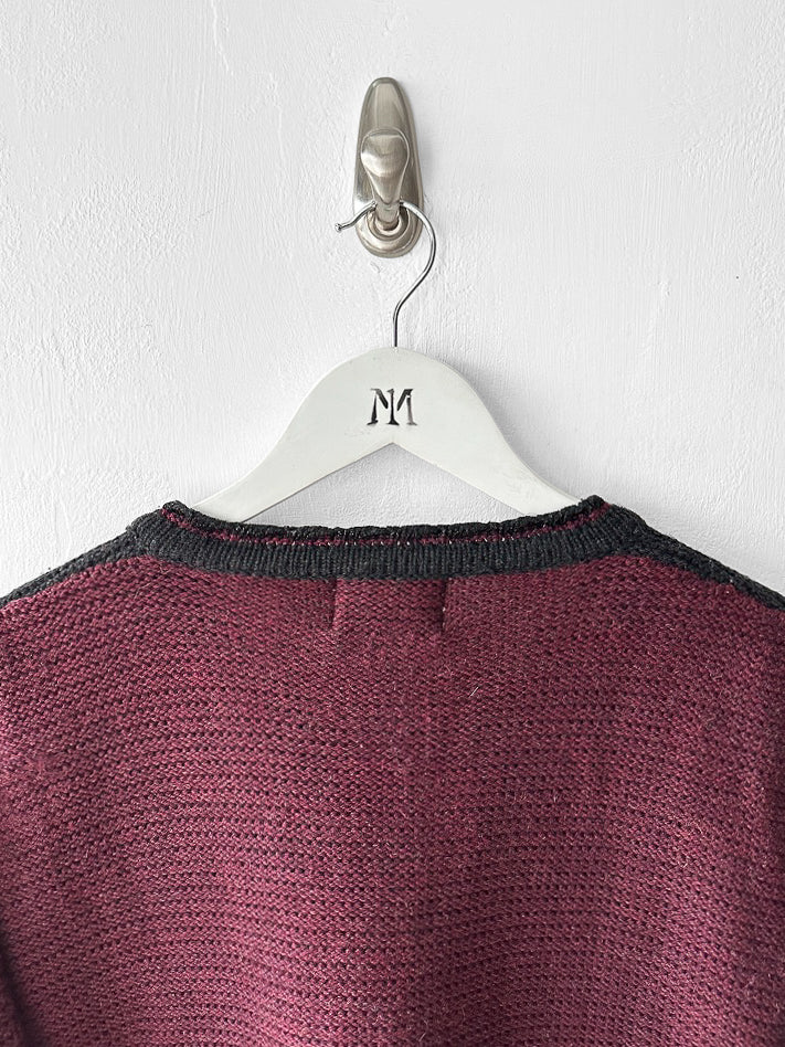 ARMANI JEANS - late 1990s TWO TONE MIXED KNIT V NECK JUMPER