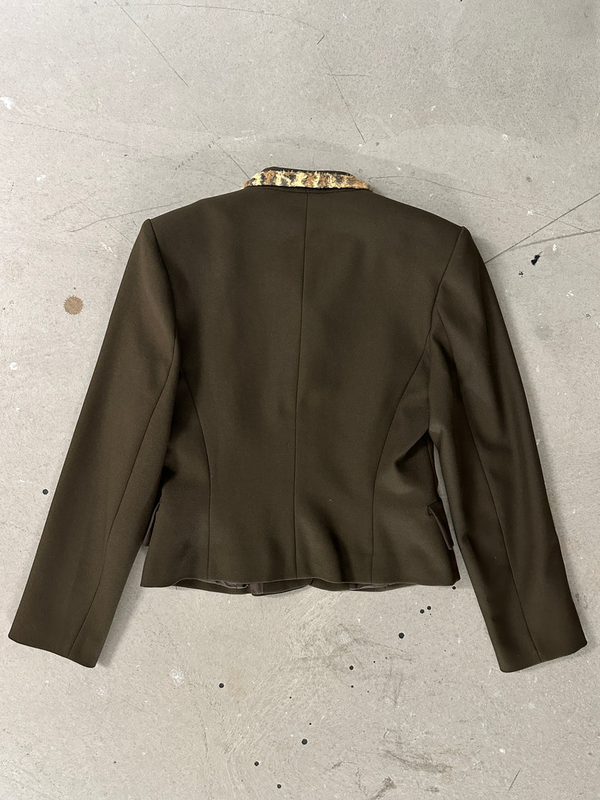1990s SLIM FIT BLAZER WITH FAUX FUR DETAIL