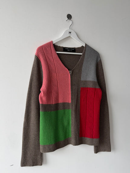 COMME DES GARÇONS - F/W 2000 COLOUR BLOCK ZIPPED KNIT CARDIGAN
