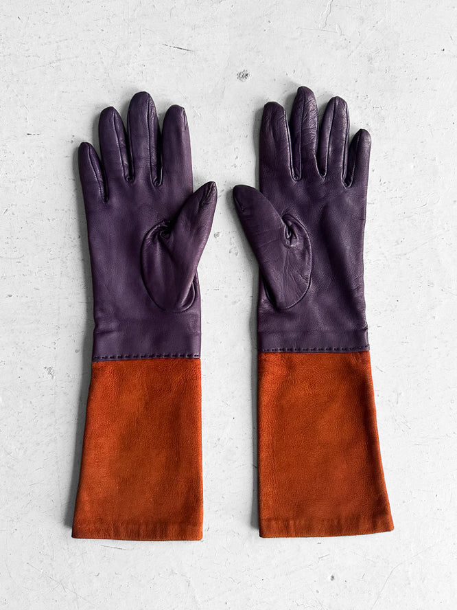 GALLIANO by JOHN GALLIANO - circa 2008 TWO TONE LEATHER AND SUEDE GLOVES