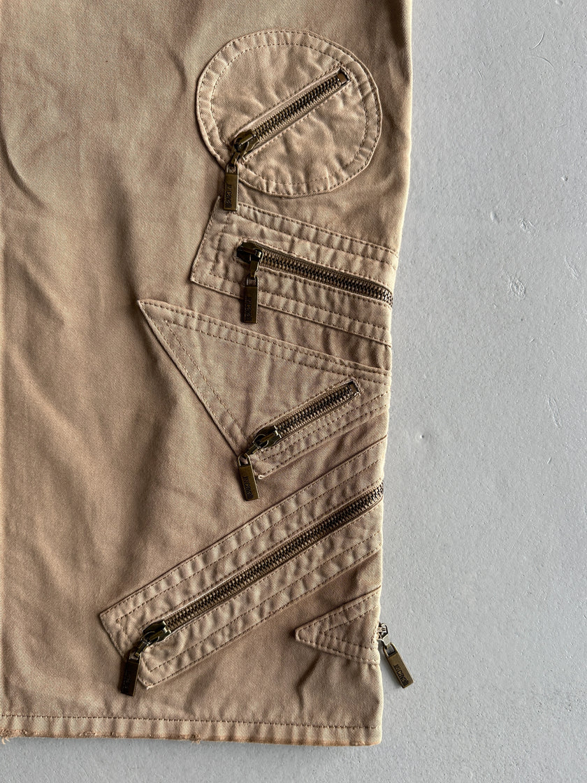 JUST CAVALLI - 2000s MULTI ZIP MIDI SKIRT