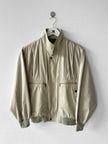 NO LABEL 1980s BOMBER JACKET WITH PLEATED FRONT DETAILS