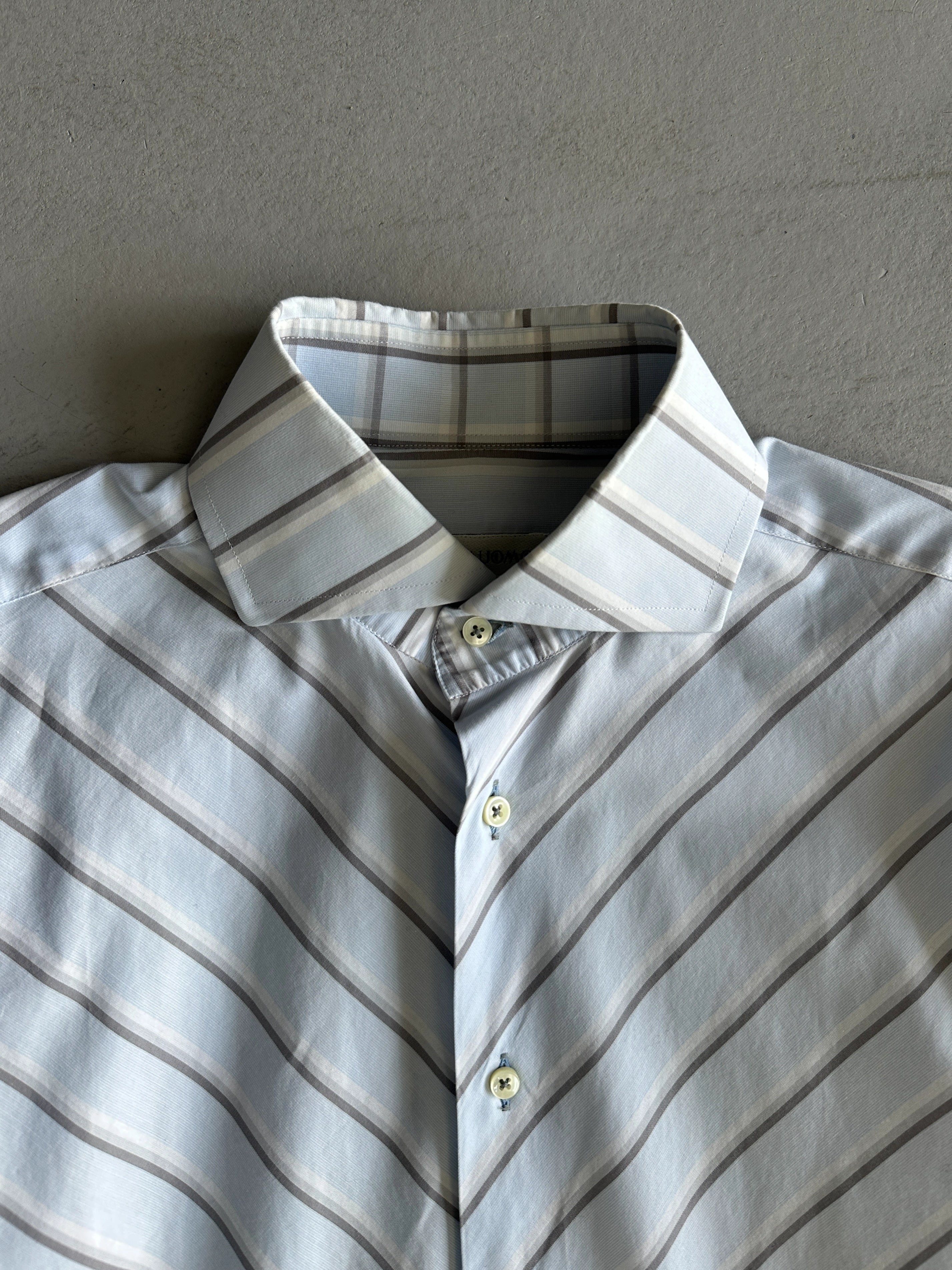 KRIZIA - 1990s SQUARE COLLAR STRIPED SHIRT