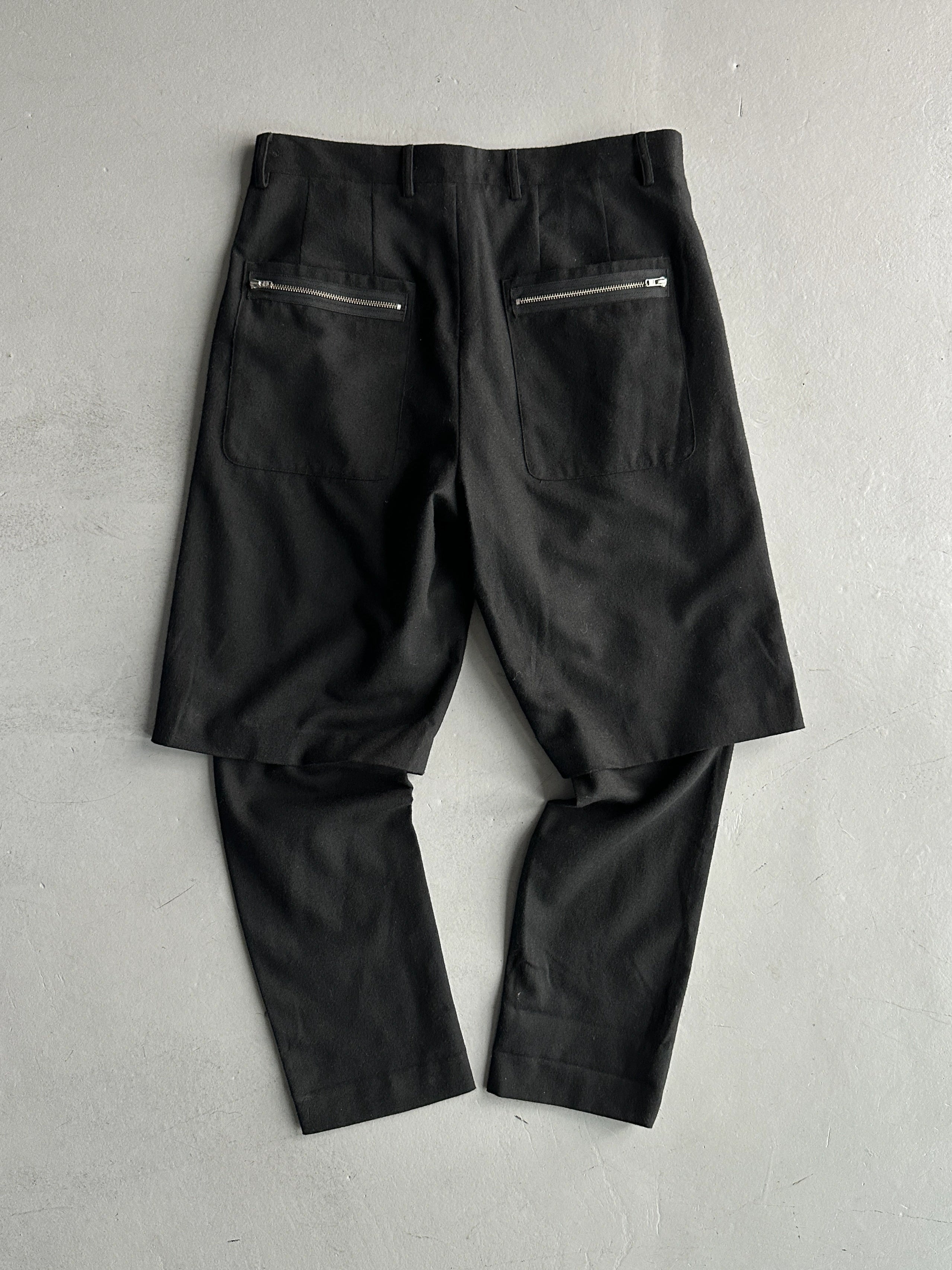 DANIELE ALESSANDRINI - early 2000s LAYERED BERMUDA CROPPED TROUSERS