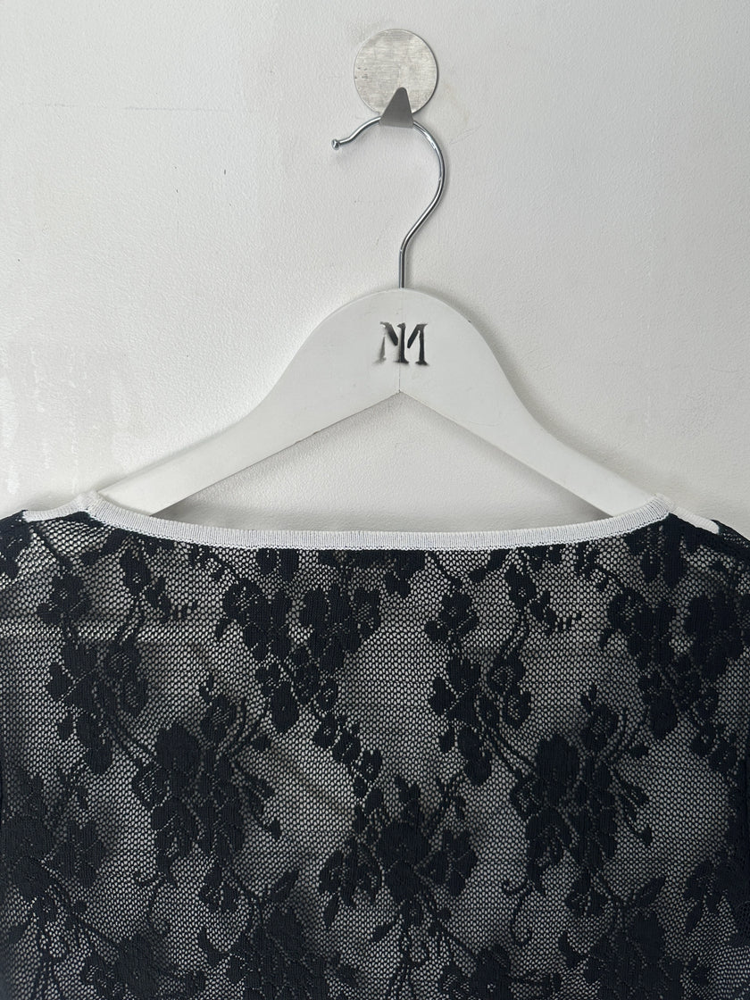 ITALIAN LABEL - 1990s LAYERED FRONT LACE T-SHIRT