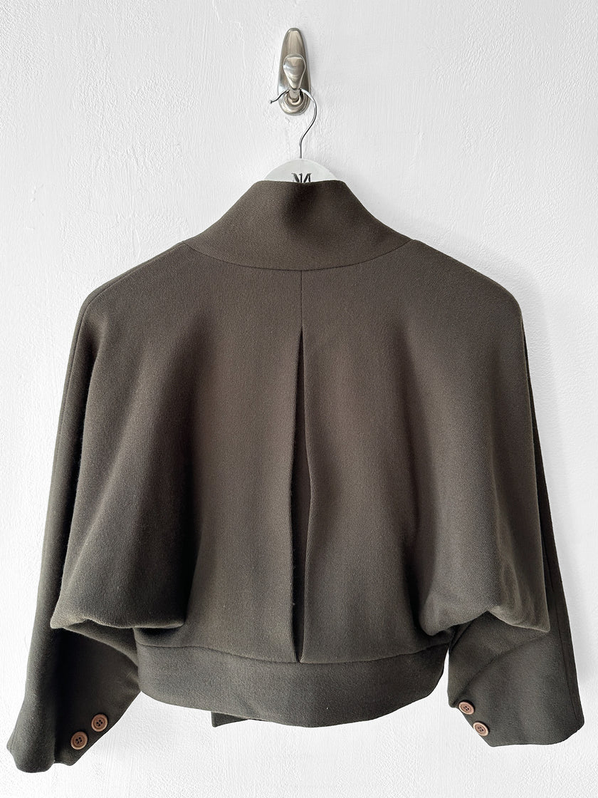 ISSEY MIYAKE - F/W 1989 CROP FIT SCULPTURAL JACKET WITH DRAPED COLLAR