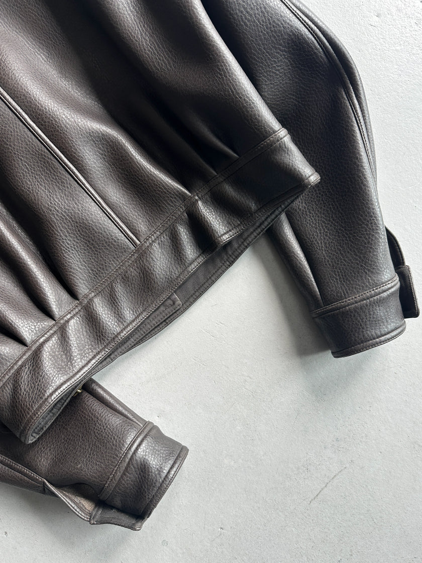 EMPORIO ARMANI - 1980s FAUX LEATHER CROPPED JACKET