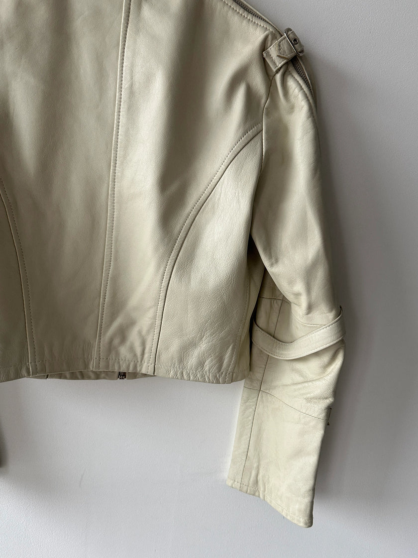 2000s CROP FIT BIKER LEATHER JACKET