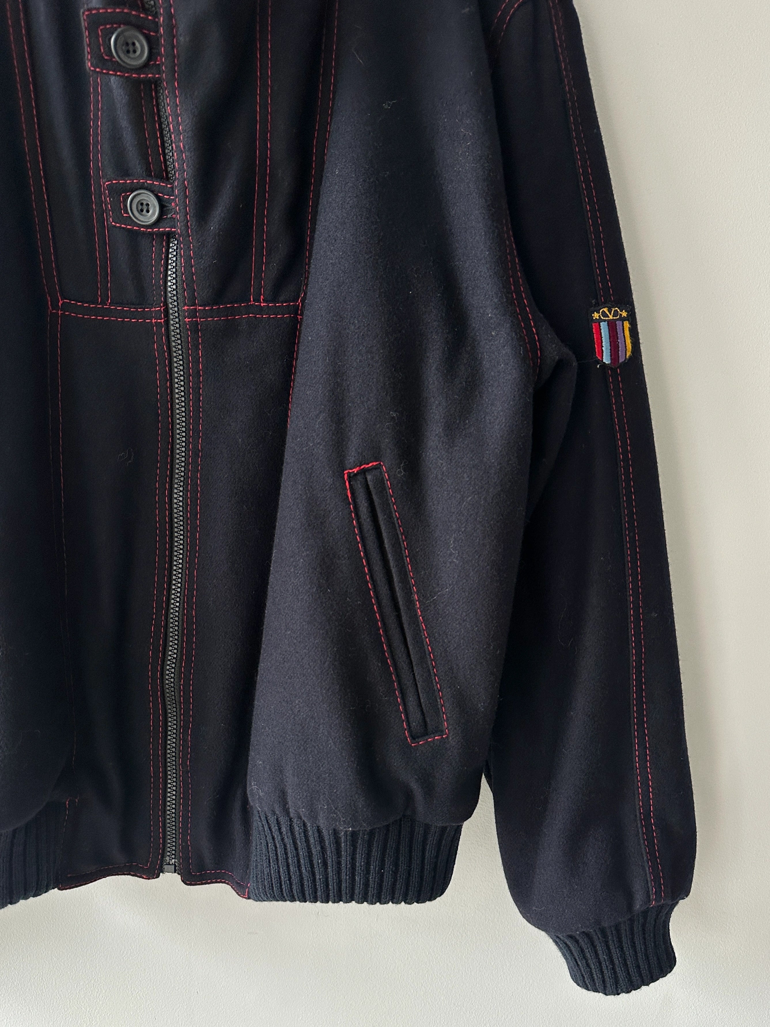 VALENTINO - 1980s FUNNEL NECK BOMBER JACKET WITH CONTRASTING STITCHING DETAILS