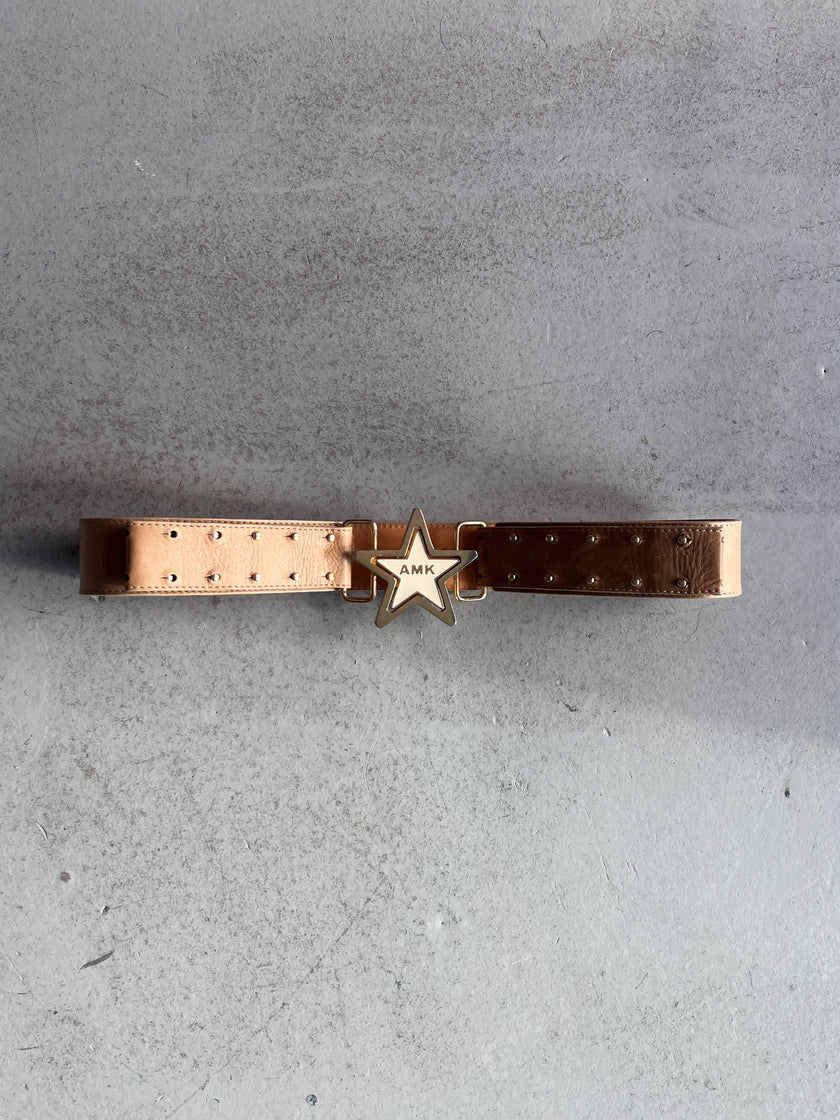 ANDREW MACKENZIE - 2000s STAR BUCKLE LOGO LEATHER BELT
