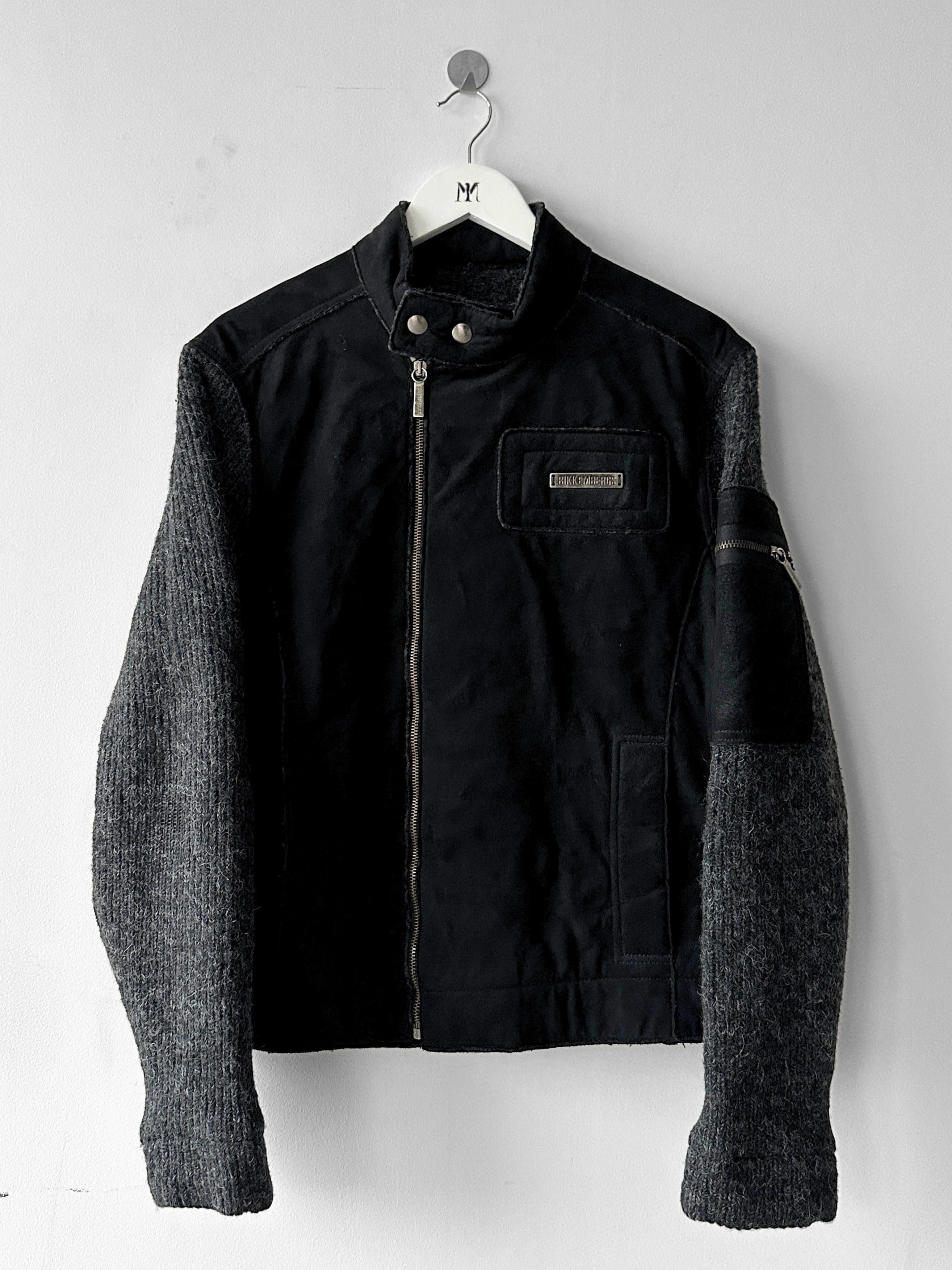 BIKKEMBERGS - 2000s BIKER JACKET WITH CONTRASTING KNIT SLEEVE