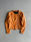 DIRK BIKKEMBERGS - 1990s LEATHER JACKET WITH OVERSIZED ZIP PULL DETAIL