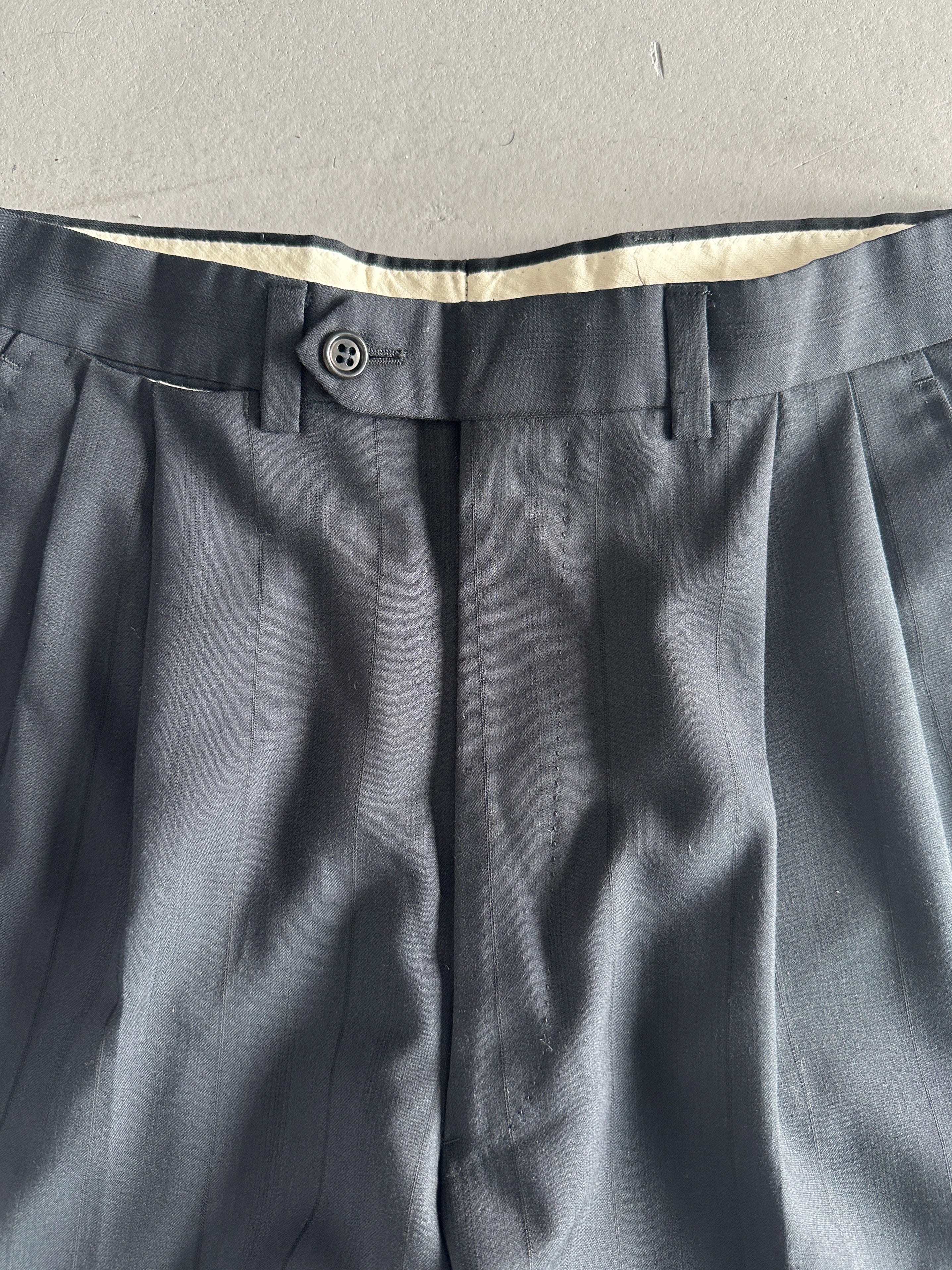 1990s PINSTRIPED FRONT PLEATS TAILORED TROUSERS