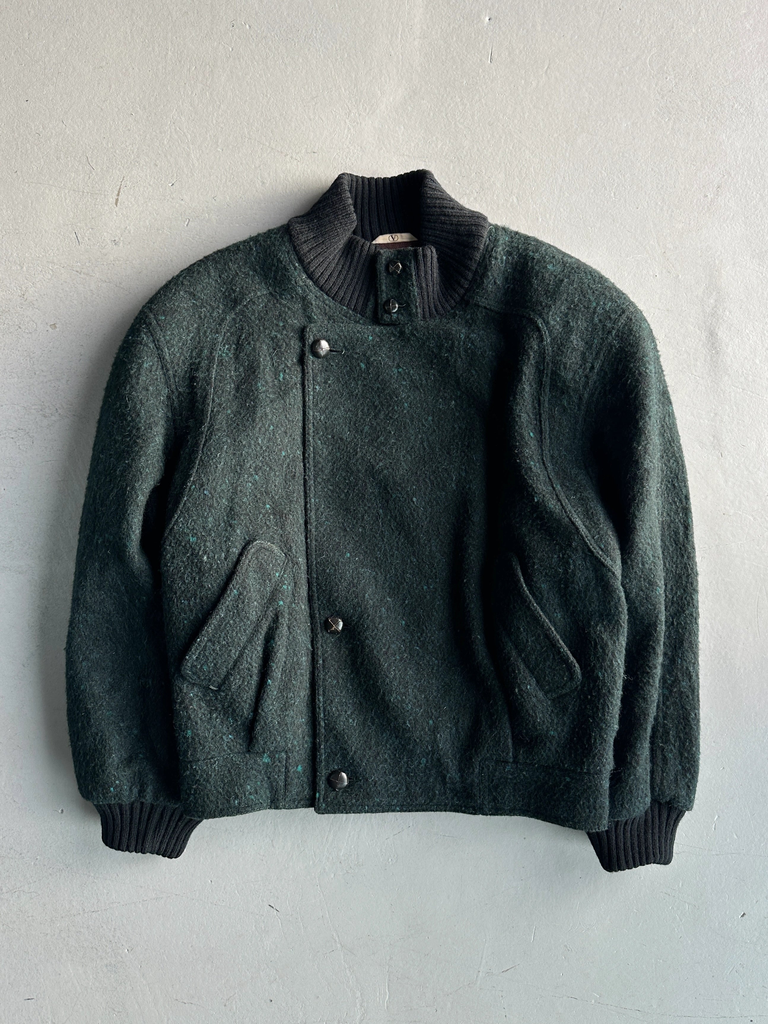 VALENTINO - 1980s BOXY FIT WOOL BOMBER JACKET
