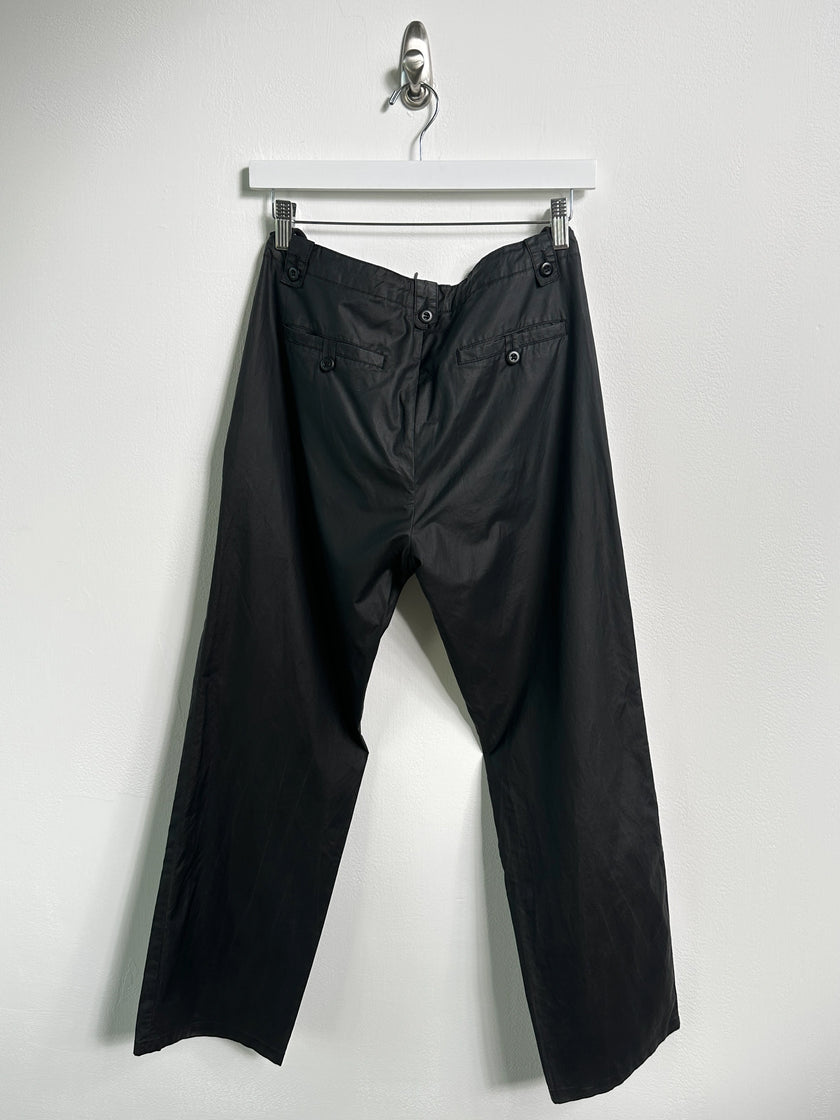 HELMUT LANG - S/S 2000 COATED TECHNICAL TROUSERS WITH DRAWSTRING AT WAIST