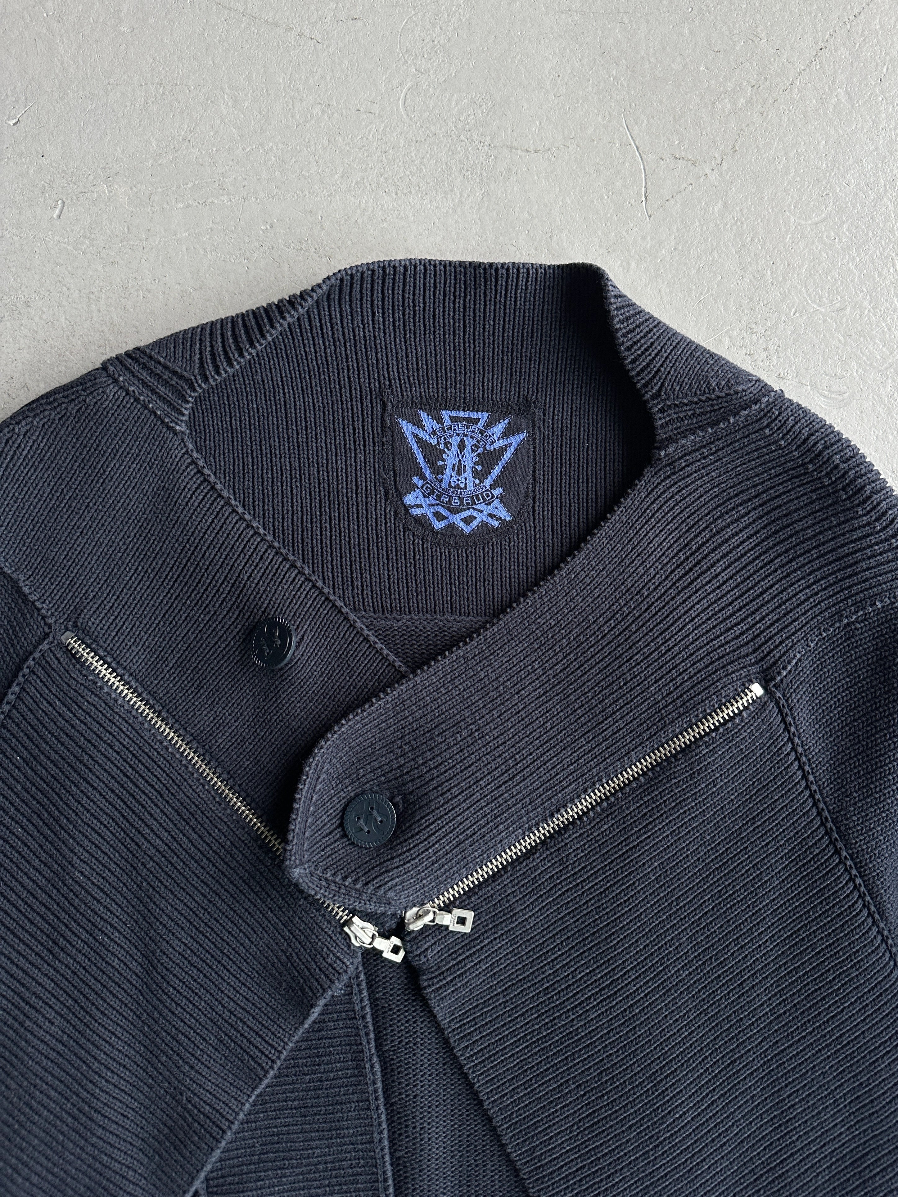 MARITHÉ + FRANÇOIS GIRBAUD - early 2000s ZIP DETAIL AT COLLAR OPEN FRONT CARDIGAN