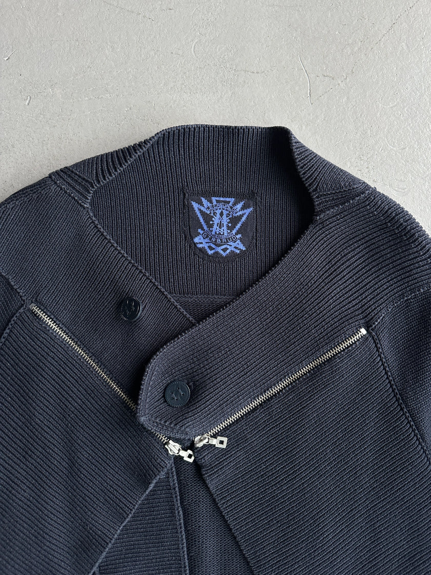 MARITHÉ + FRANÇOIS GIRBAUD - early 2000s ZIP DETAIL AT COLLAR OPEN FRONT CARDIGAN