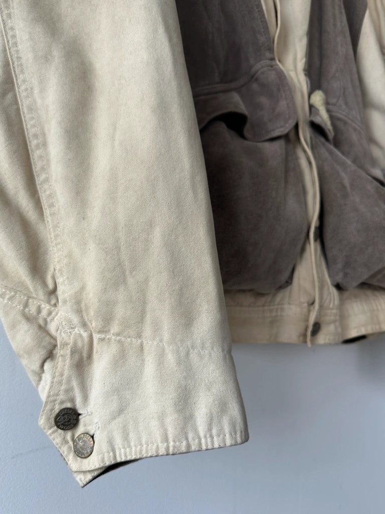 DIESEL - 1980s BOMBER JACKET WITH LAYERED SUEDE PANEL FRONT