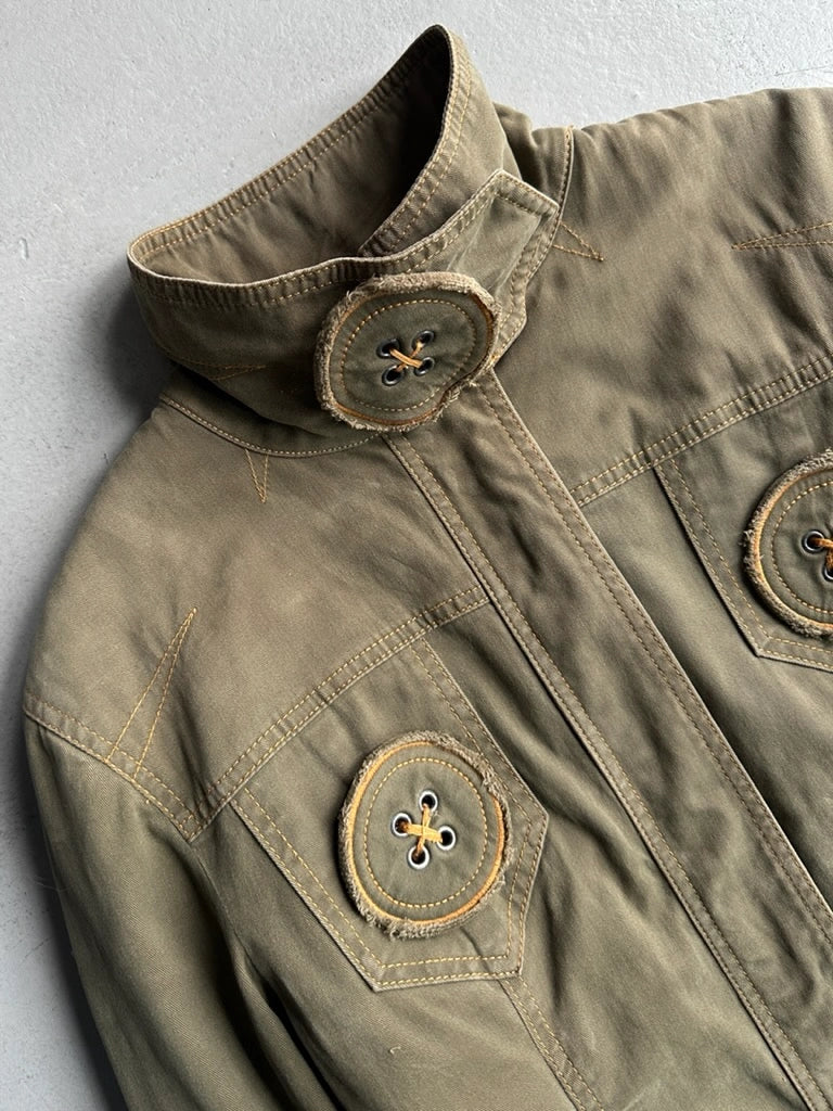 MOSCHINO - 2000s FITTED JACKET WITH OVERSIZED BUTTON DETAILS