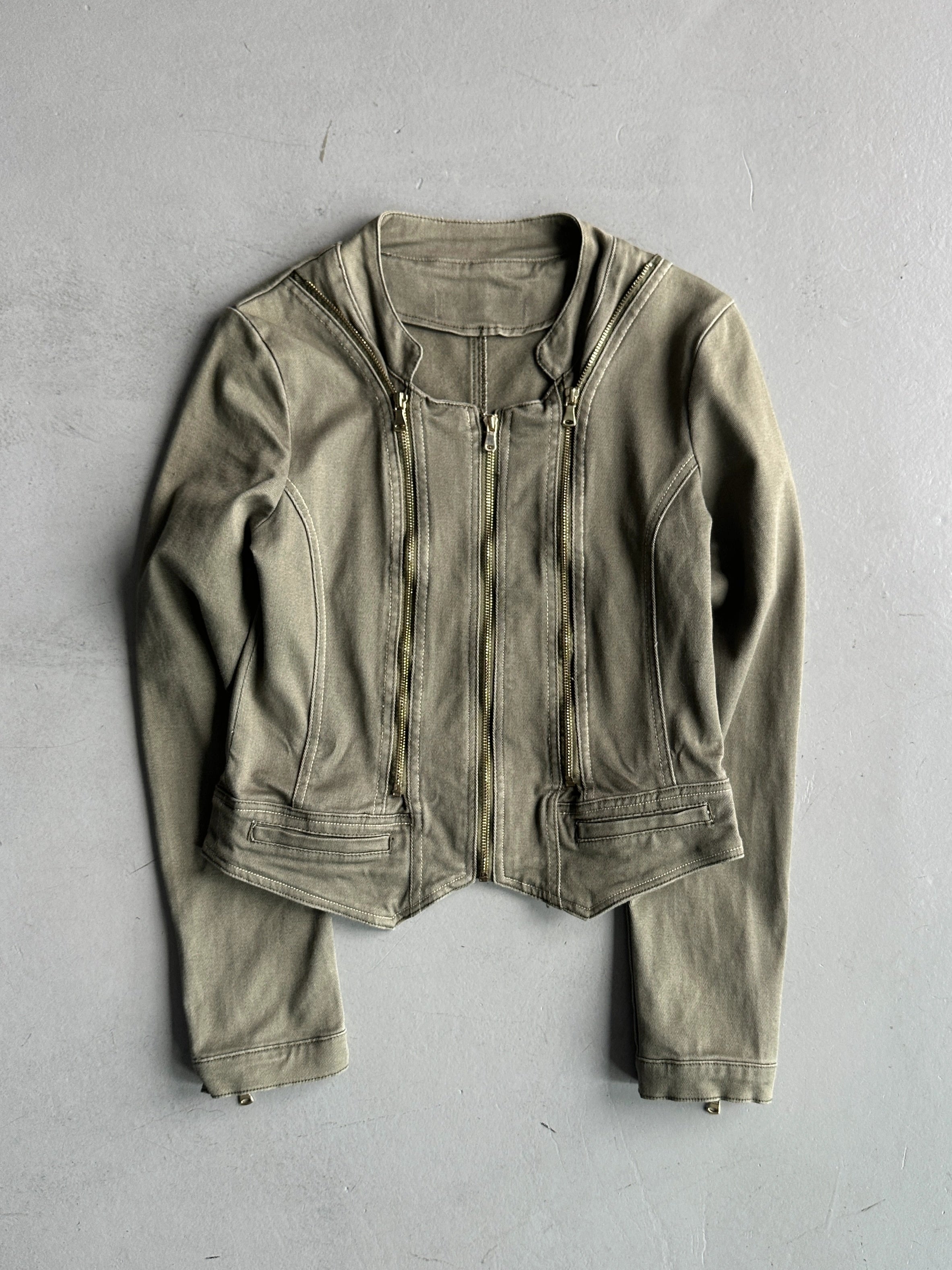 1990s TRIPLE ZIP FRONT CROP FIT JACKET