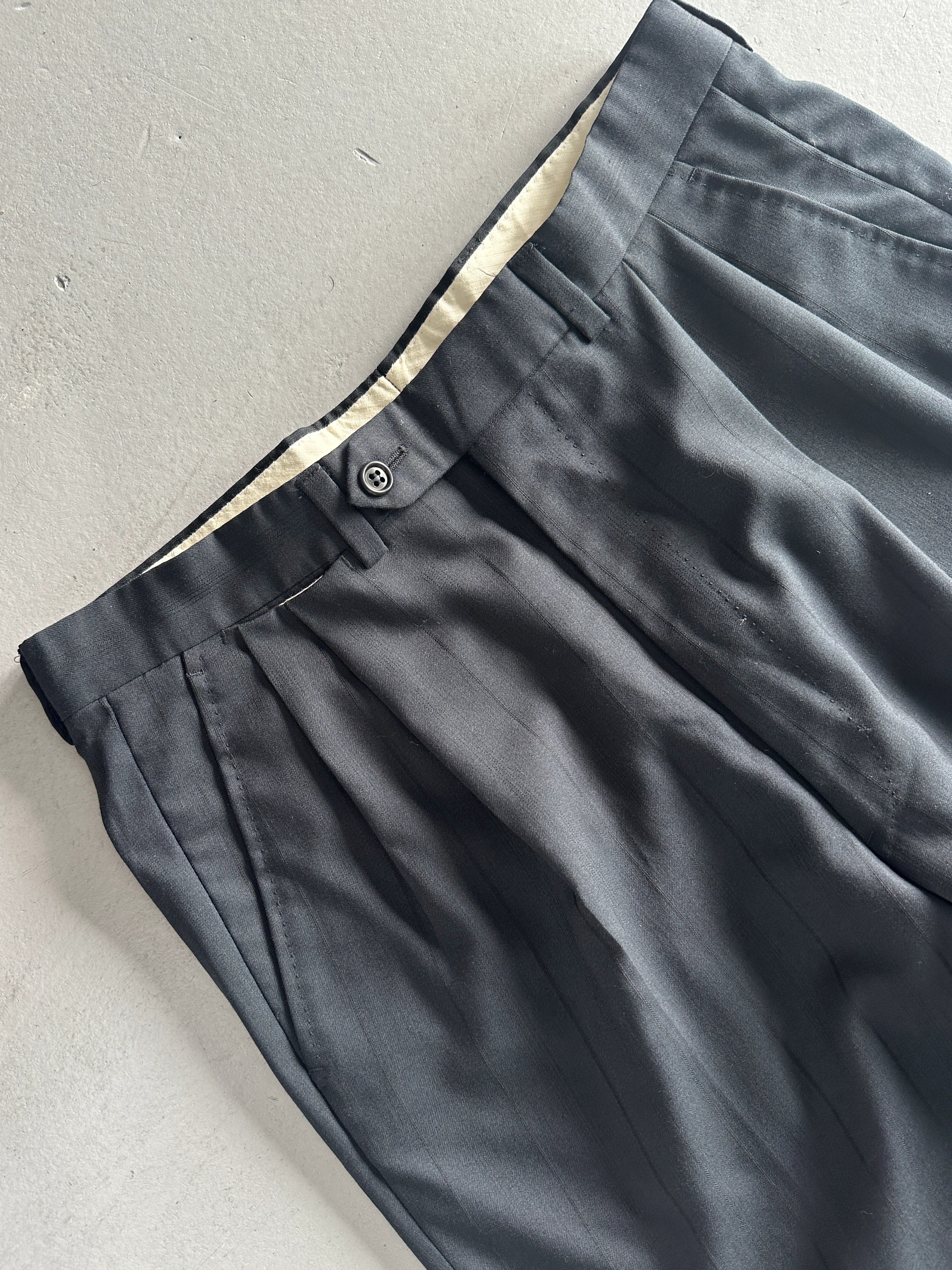 1990s PINSTRIPED FRONT PLEATS TAILORED TROUSERS