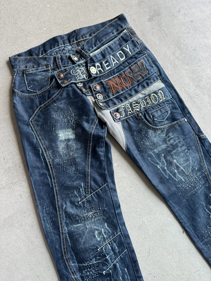 2000s MULTI CLOSURE LAYERED FRONT JEANS