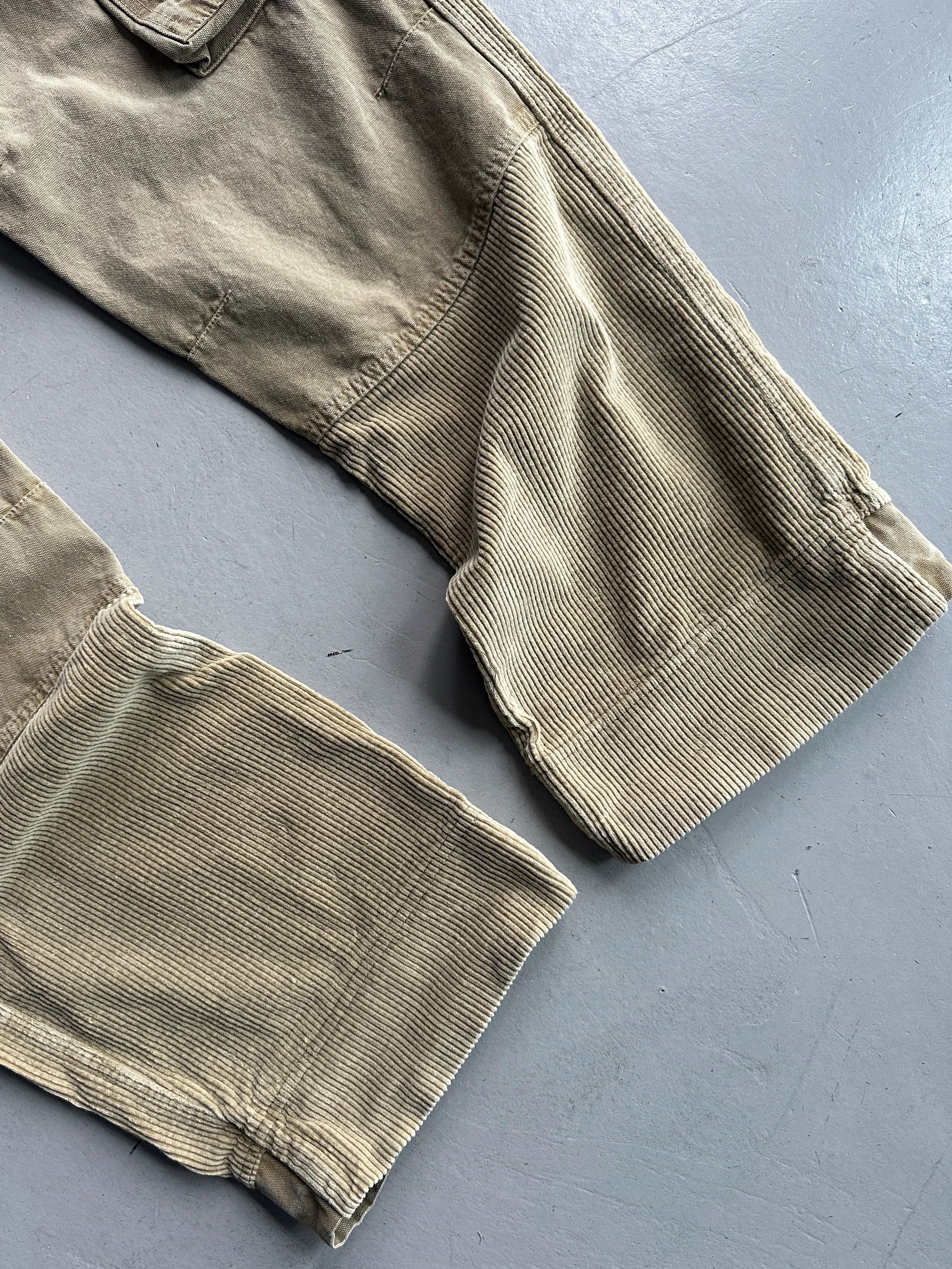 1990s WIDE LEG CORDUROY PANELS CARGO TROUSERS